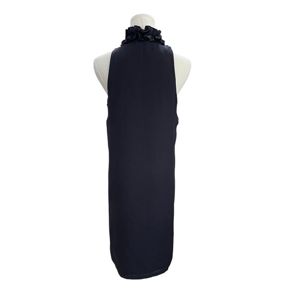 Zara Woman Black Ruffle Halter Shift Dress Size Small Elegant Minimalist Chic - Picture 8 of 9